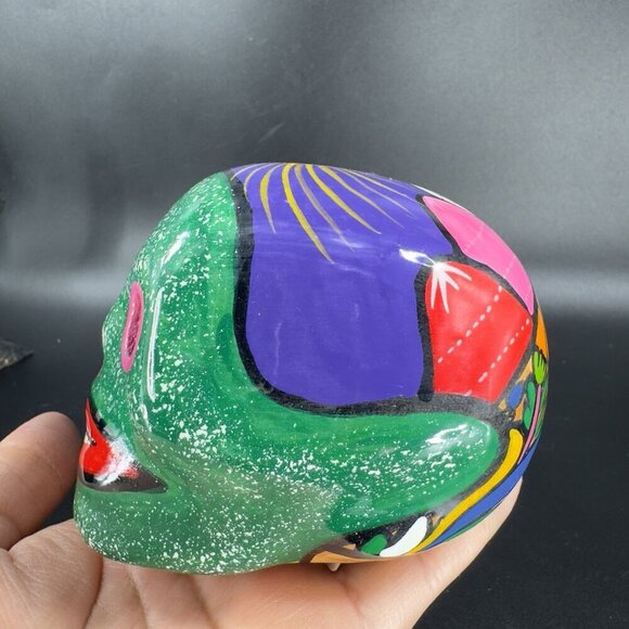 Mexican Pottery Day Of The Day Skull Figurine Decor Hand Painted RedWare Figure - Picture 15 of 16